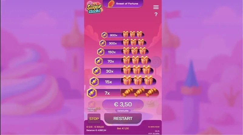 Sugar Stacks - დიდი მოგება კოშკის ზედა დონეზე cash-out-ის შემდეგ